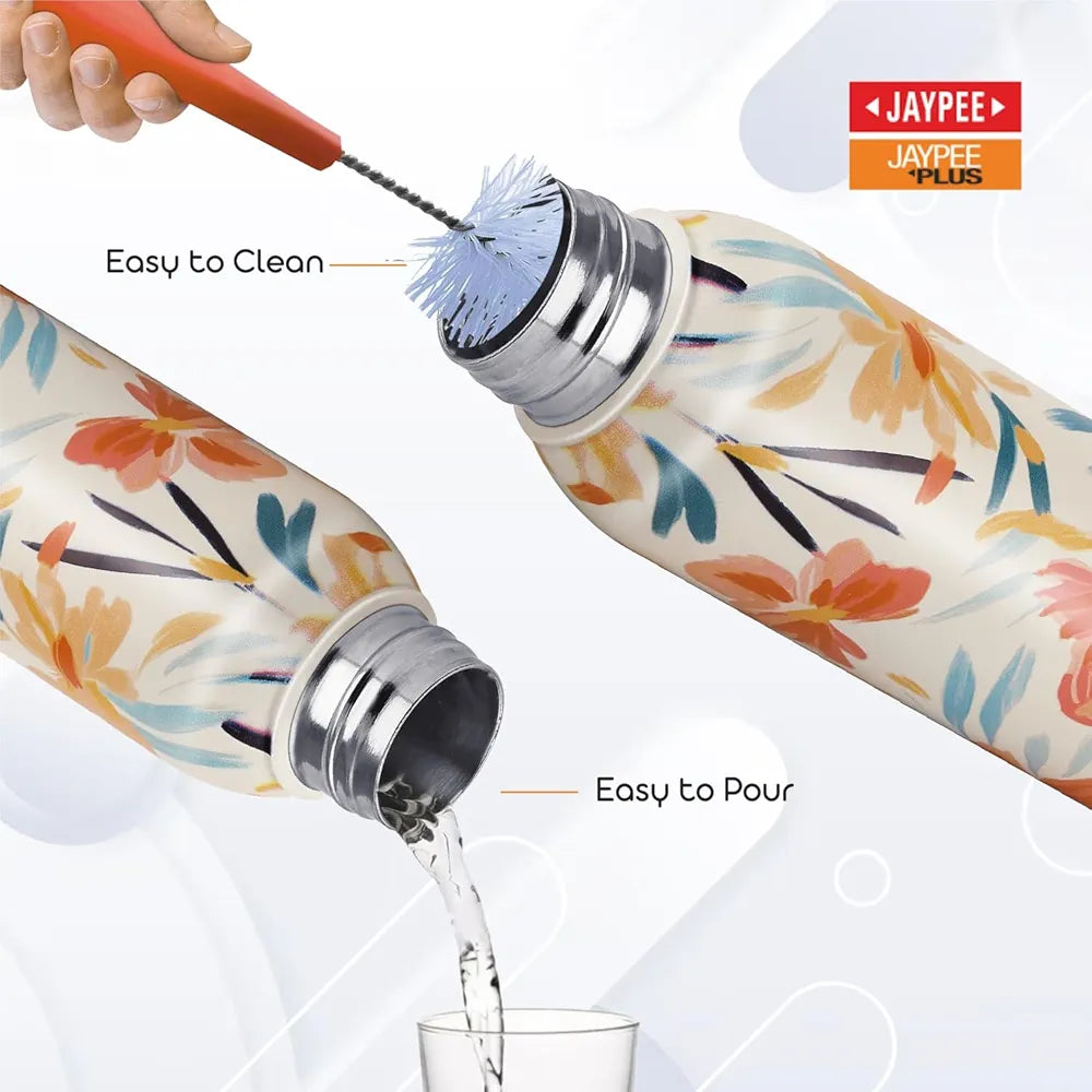 Jaypee Plus Punch Prime Stainless Steel Printed Vacuum Insulated Water Bottle 620 ml | ISI Certified Rustproof & Leakproof Flask with 24Hrs Hot & Cold Ideal for School Kids, Office & Travel -